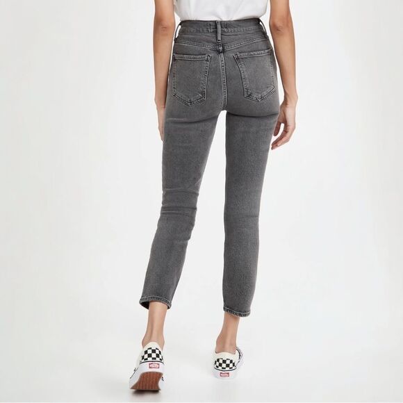 AGOLDE Nico High Rise Cropped Slim Jeans Gray Ceremony Wash Button Fly Size 29 - Picture 4 of 12